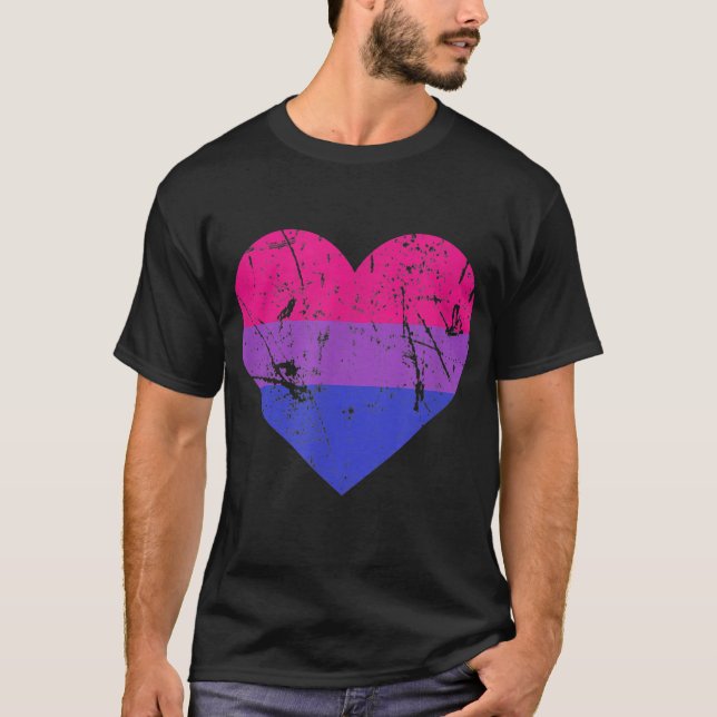 Biseual Pride LGBT Flag Love Heart  T-Shirt (Front)