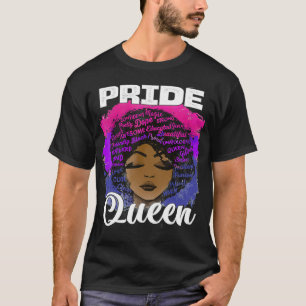 Biseual Pride Queen LGBTQ Cool Bi Pride Afro Black T-Shirt