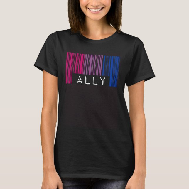 Bisexual Barcode Pride Ally Queer Aesthetic LGBTQ  T-Shirt (Front)