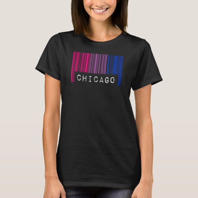 Bisexual Barcode Pride Chicago Illinois Queer Aest T-Shirt (Front)