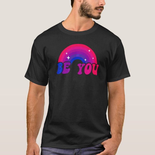 Bisexual Bi Pride Flag Rainbow Be You   T-Shirt (Front)