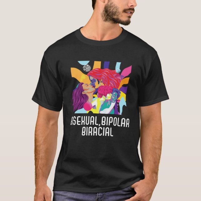Bisexual Bipolar Biracial Rainbow Pride Bisexualit T-Shirt (Front)