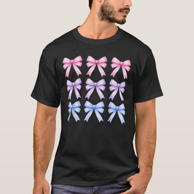 Bisexual Coquette Bows Subtle Bi Pride Aesthetic T-Shirt (Front)