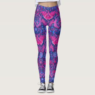 Bisexual Dragon Damask - Bi Pride Flag Colours Leggings