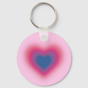 Bisexual flag colour on a blurred heart keychain