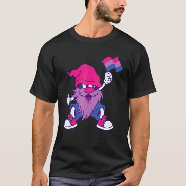 Bisexual Flag Gnome Heart Bi LGBTQ Bisexual Pride  T-Shirt (Front)