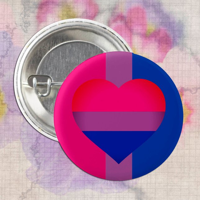 Bisexual Flag Heart & Pride community /gender flag 1 Inch Round Button (Creator Uploaded)