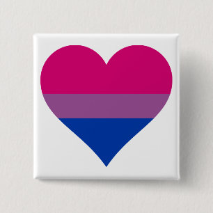Bisexual Heart LGBTQ Pride Flag 2 Inch Square Button