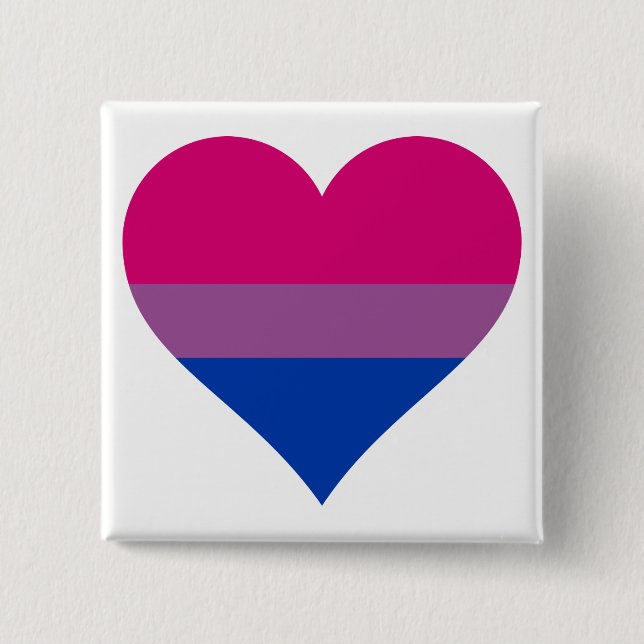 Bisexual Heart LGBTQ Pride Flag 2 Inch Square Button (Front)