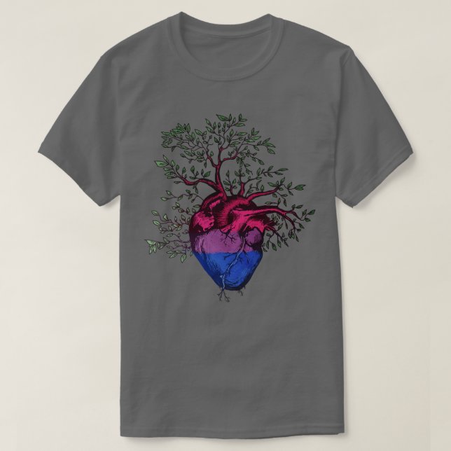 Bisexual Heart Tree of Life 1 T-Shirt (Design Front)