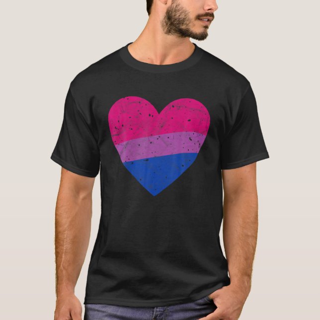 Bisexual Heart With Bi Flag - Pride Month Gender E T-Shirt (Front)