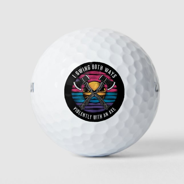 Bisexual I Swing Both Ways Axe Funny Bi Pride Flag Golf Balls (Front)