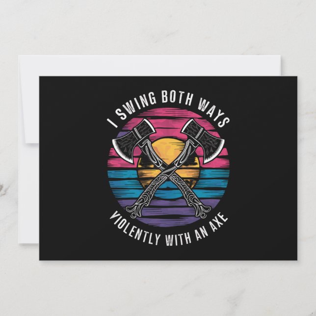 Bisexual I Swing Both Ways Axe Funny Bi Pride Flag Invitation (Front)