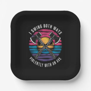 Bisexual I Swing Both Ways Axe Funny Bi Pride Flag Paper Plate