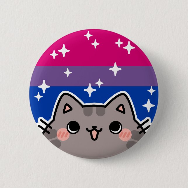Bisexual LGBT Pride Flag Cat Button (Front)