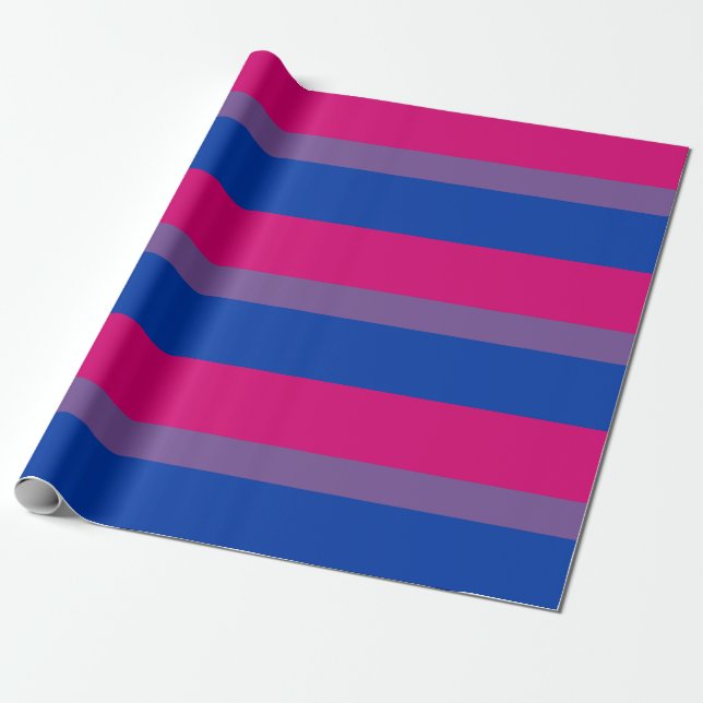 Bisexual LGBTQ Pride Flag Striped Pattern Pink Wrapping Paper (Unrolled)