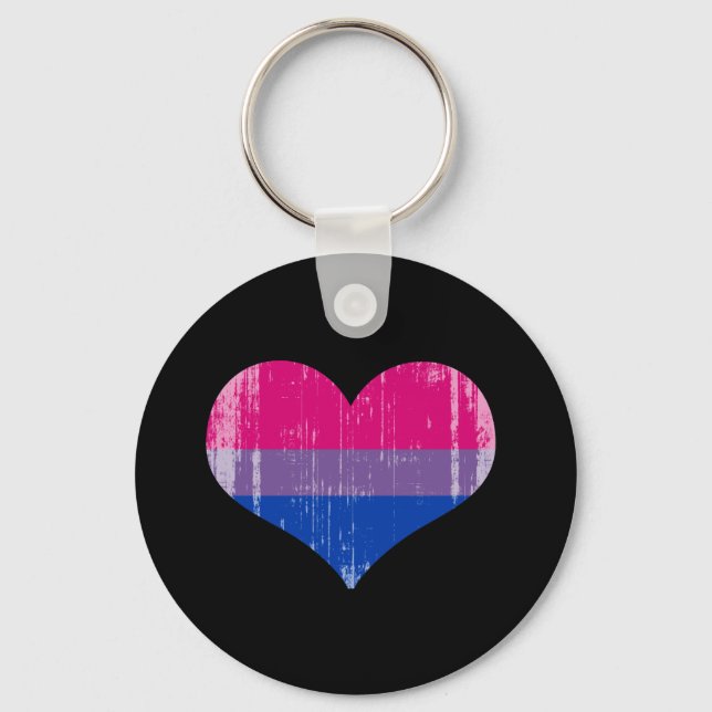 BISEXUAL LOVE distressed.png Keychain (Front)