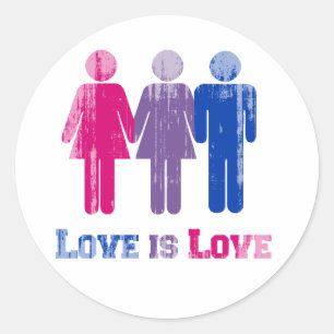 Bisexual Love is Love distressed Classic Round Sticker