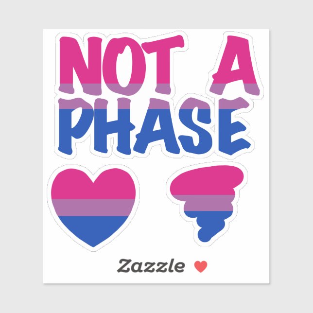 Bisexual Not Phase Heart Custom-Cut Vinyl Sticker (Sheet)