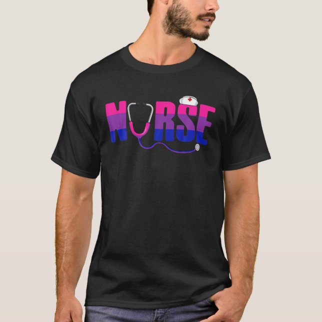 Bisexual Nurse LGBQ Subtle Bi Pride Flag Rn LPN Nu T-Shirt (Front)