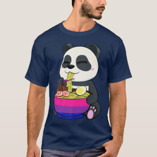 Bisexual Panda Eating Ramen LGBT-Q Cute Subtle Bi T-Shirt