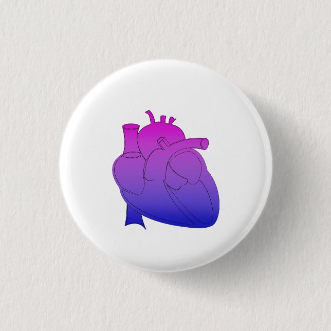 Bisexual Pride Anatomical Heart 1 Inch Round Button (Front)