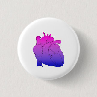 Bisexual Pride Anatomical Heart 1 Inch Round Button