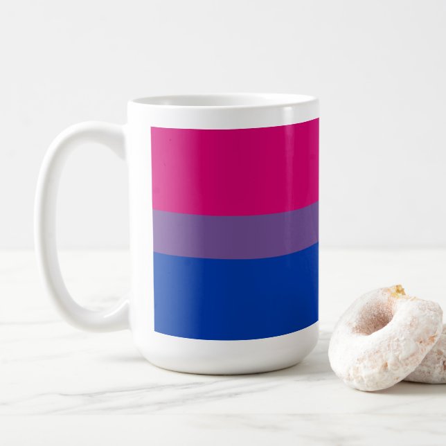 Bisexual Pride Banner Coffee Mug (With Donut)