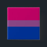 Bisexual Pride (Bi Flag) 2 Inch Square Button<br><div class="desc">This design features the bisexual pride flag, which was first designed by Michael Page in 1998. It was intended to give the bisexual community its own symbol comparable to the gay pride flag. In the flag, the pink is for same gender attraction, blue is for different gender attraction, and purple...</div>