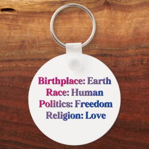 Bisexual Pride - Birthplace: Earth. Race: Human Keychain