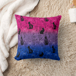 Bisexual Pride Black Cat - Mystical Witchy Throw Pillow