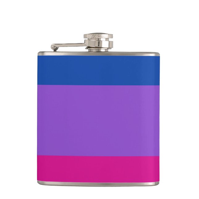 Bisexual Pride, Bold Stripes, LGBTQ PRIDE Hip Flask (Front)