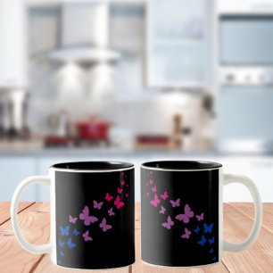Bisexual Pride Butterfly Trail Two-Tone Coffee Mug