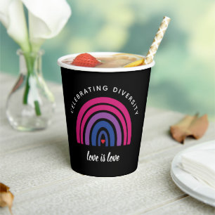 Bisexual Pride Celebrating Diversity Love Is Love Paper Cups