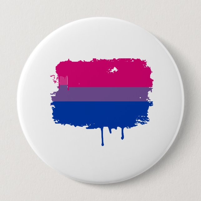 Bisexual Pride Colours 4 Inch Round Button (Front)