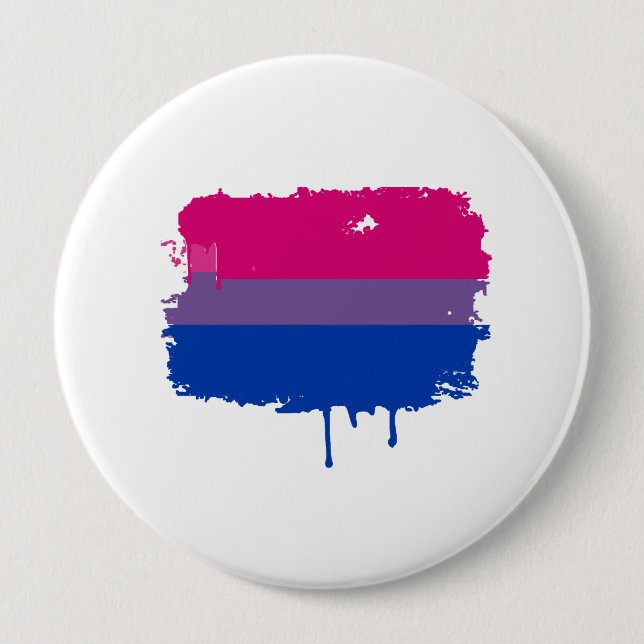 Bisexual Pride Colours 4 Inch Round Button (Front)