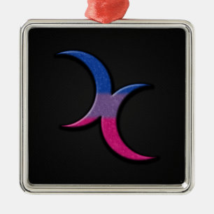 Bisexual Pride Crescent Moons Metal Ornament