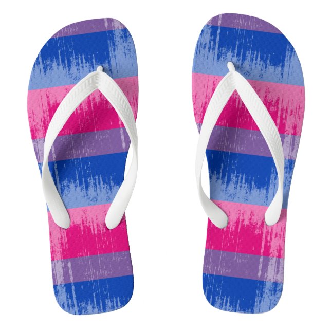 BISEXUAL PRIDE DISTRESSED DESIGN -.png Flip Flops (Footbed)