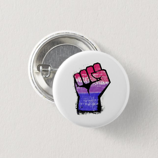 Bisexual Pride Fist 1 Inch Round Button (Front & Back)
