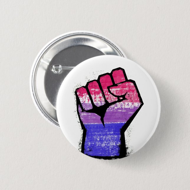 Bisexual Pride Fist 2 Inch Round Button (Front & Back)