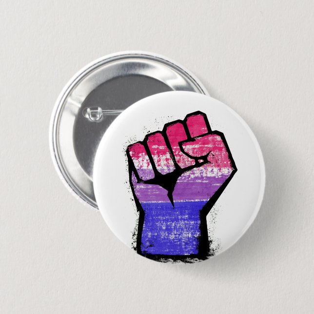 Bisexual Pride Fist 2 Inch Round Button (Front & Back)