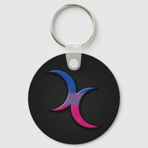 Bisexual Pride Flag Colored Crescent Moons Symbol Keychain