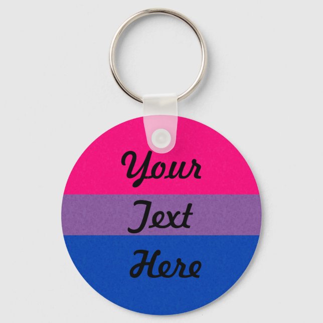 Bisexual Pride Flag Coloured Background Keychain (Front)