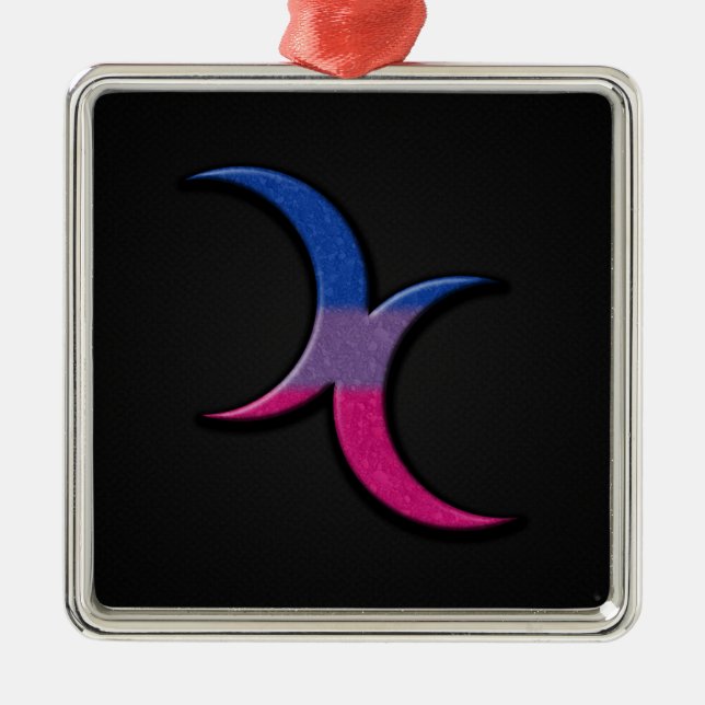 Bisexual Pride Flag Coloured Crescent Moons Symbol Metal Ornament (Front)