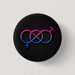 Bisexual Pride Flag Coloured Gender Knot Symbol 1 Inch Round Button
