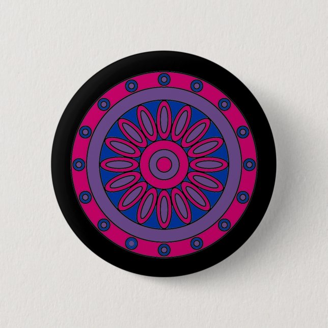 Bisexual Pride Flag Colours Mandala LGBT 2 Inch Round Button (Front)