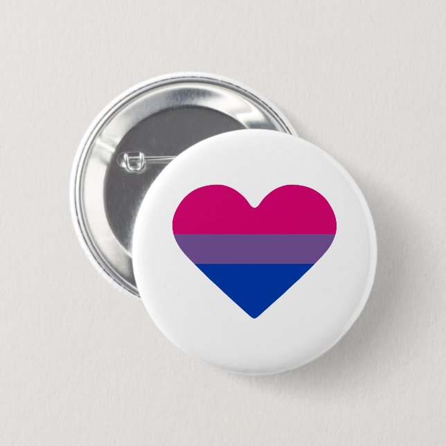 Bisexual Pride Flag Heart 2 Inch Round Button (Front & Back)