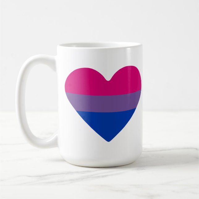 Bisexual Pride Flag Heart Coffee Mug (Left)