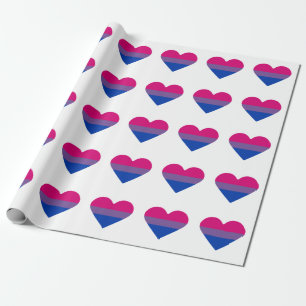Bisexual Pride Flag Heart Wrapping Paper