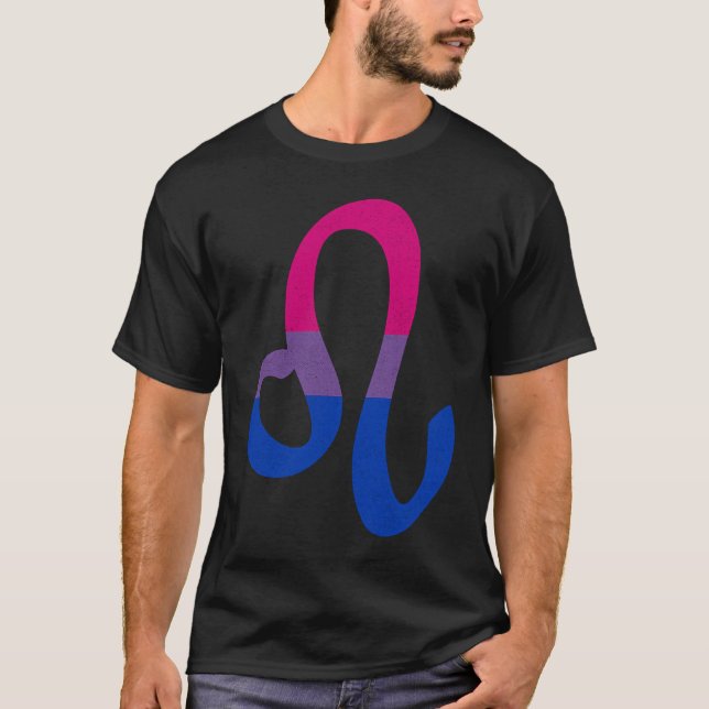 Bisexual Pride Flag Leo Zodiac Sign T-Shirt (Front)